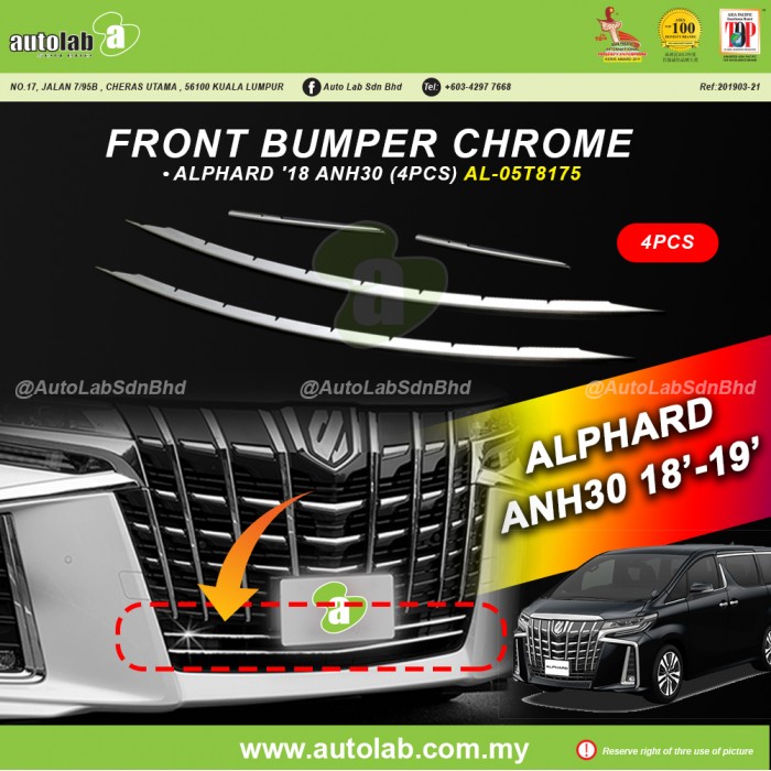 FRONT BUMPER CHROME (4PCS) - TOYOTA VELLFIRE / ALPHARD ANH30 18'-19'
